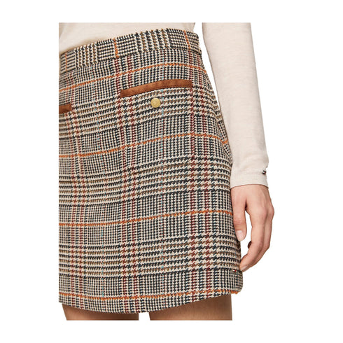 TOMMY HILFIGER Gonna corta Gonna Donna in tweed con bottoni Check cammello - Francavilla Moda